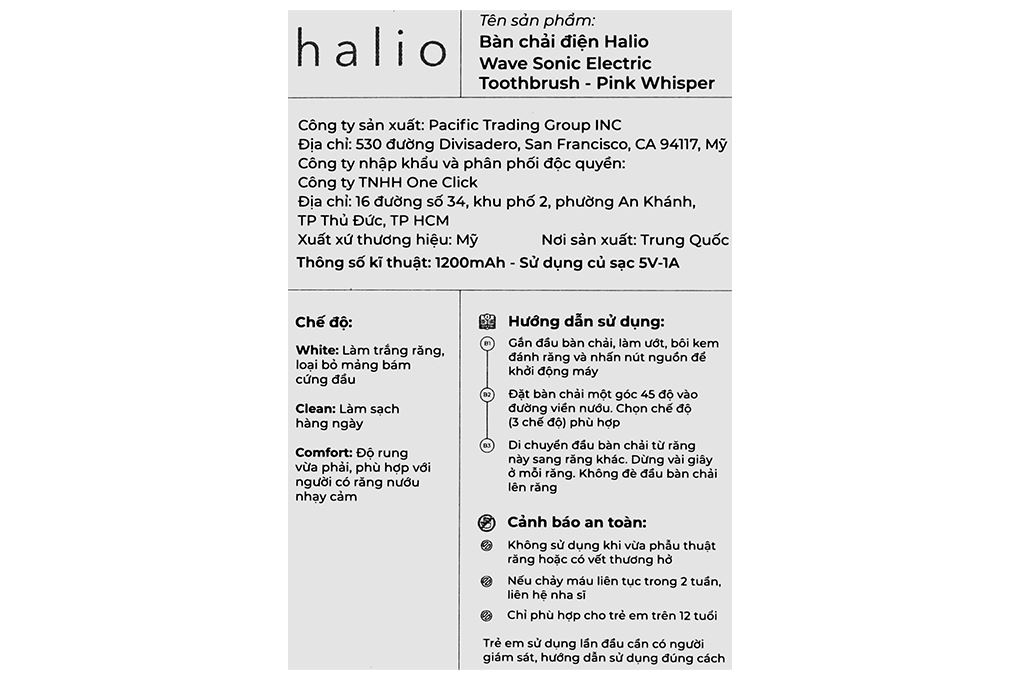 Bàn chải điện Halio Wave Sonic Pink Whisper Màu Hồng