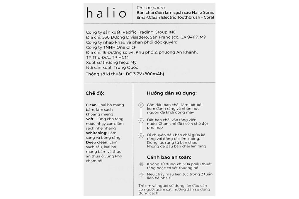 Bàn chải điện Halio Sonic SmartClean Electric Toothbrush Coral Màu Hồng