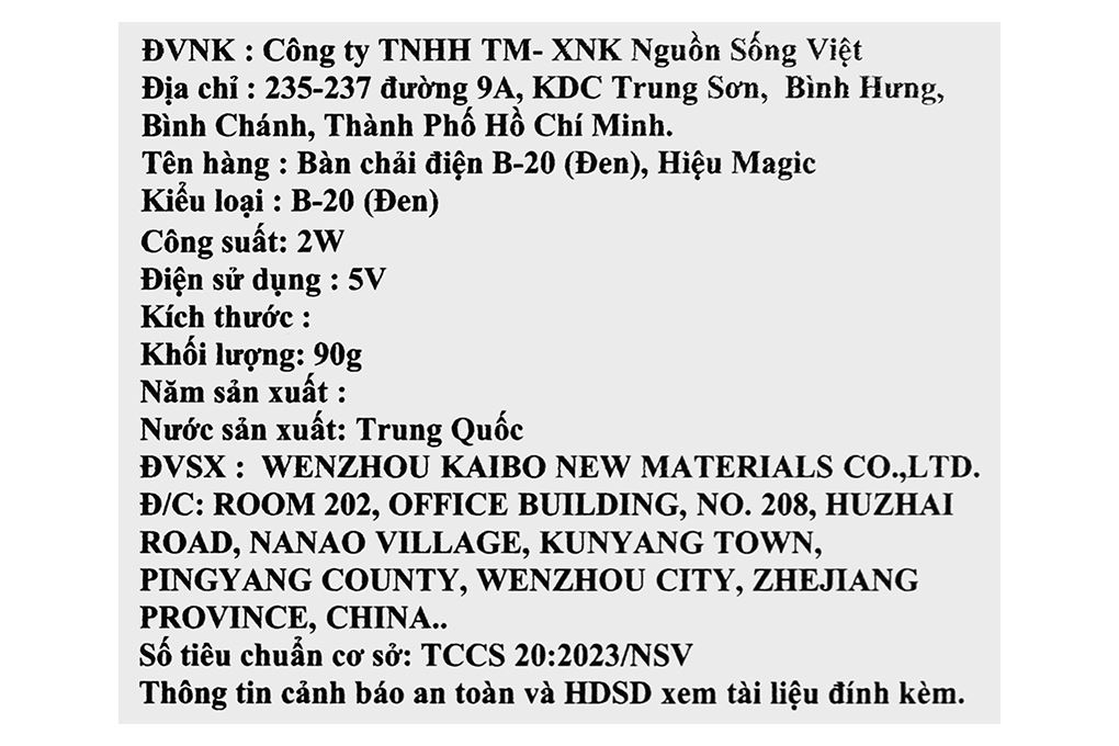 Bàn chải điện Magic B-20 - Đen Màu Đen