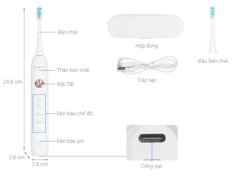 Bàn chải điện Magic B-26 - Trắng