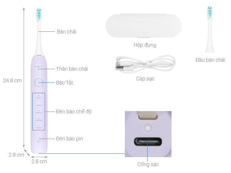 Bàn chải điện Magic B-26 - Tím