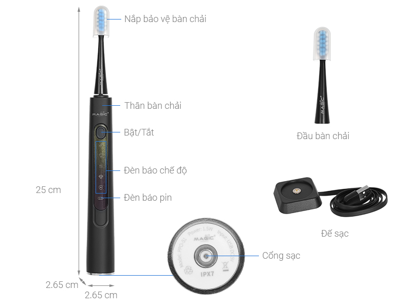 Bàn chải điện Magic Eco PRO-51 - Đen