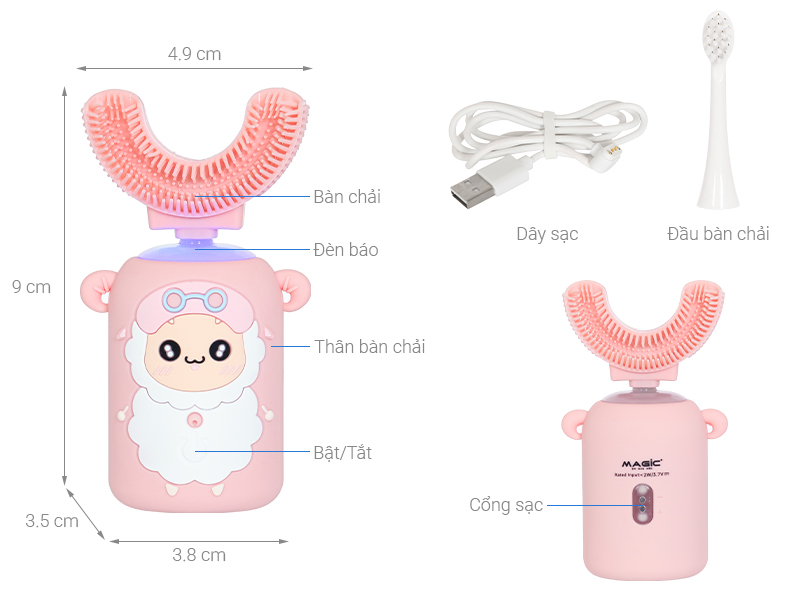 Bàn chải điện trẻ em Magic Kid-01 - Hồng