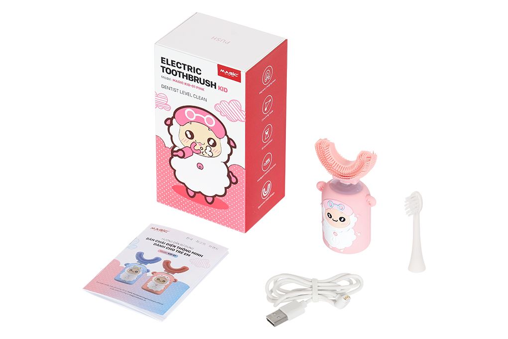 Bàn chải điện trẻ em Magic Kid-01 - Hồng Màu Hồng