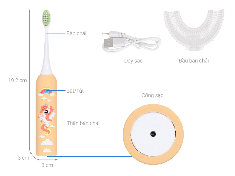 Bàn chải điện trẻ em Magic Kid-03 - Vàng