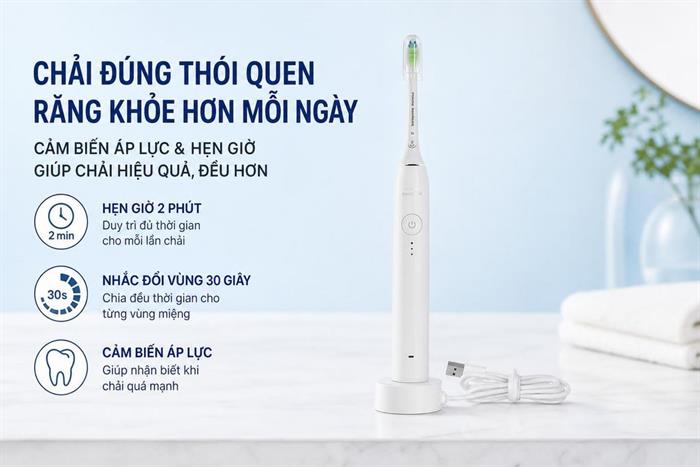 Bàn chải điện Philips HX4031/21 Màu Trắng