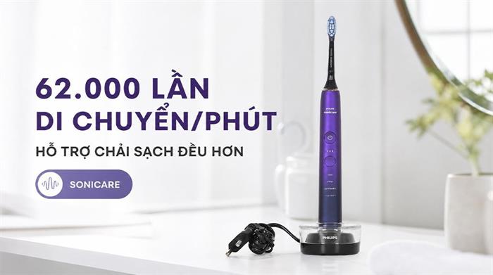 Bàn chải đánh răng điện Philips HX9911/74 Màu Đen - Tím
