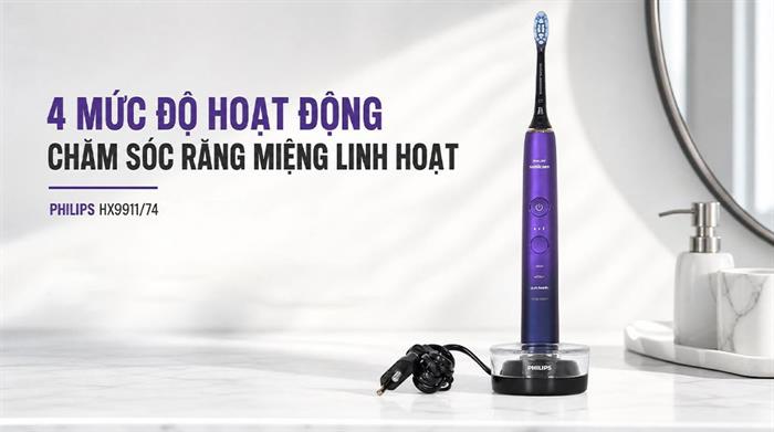 Bàn chải đánh răng điện Philips HX9911/74 Màu Đen - Tím