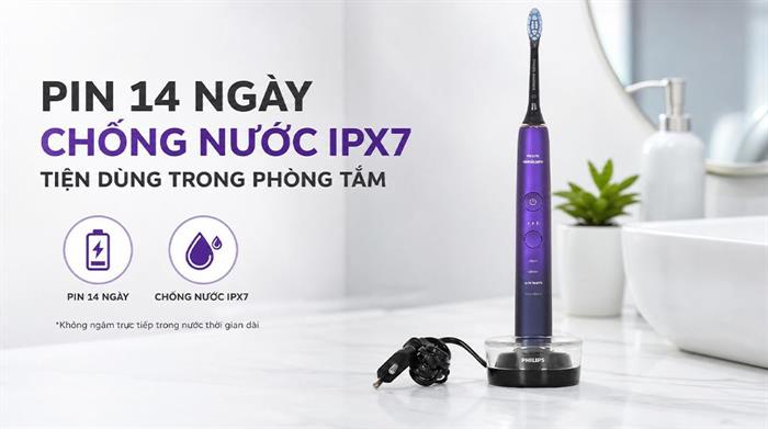 Bàn chải đánh răng điện Philips HX9911/74 Màu Đen - Tím