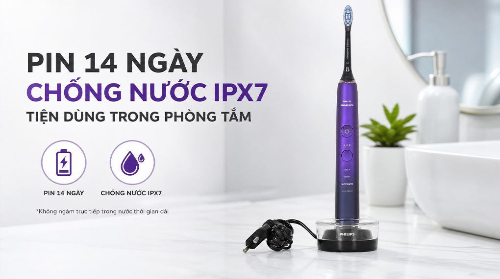 Bàn chải đánh răng điện Philips HX9911/74 Màu Đen - Tím