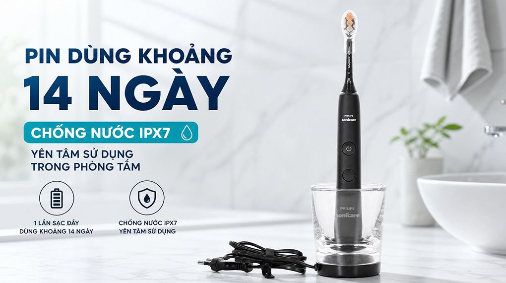 Bàn chải đánh răng điện Philips HX9914/75 Màu Đen
