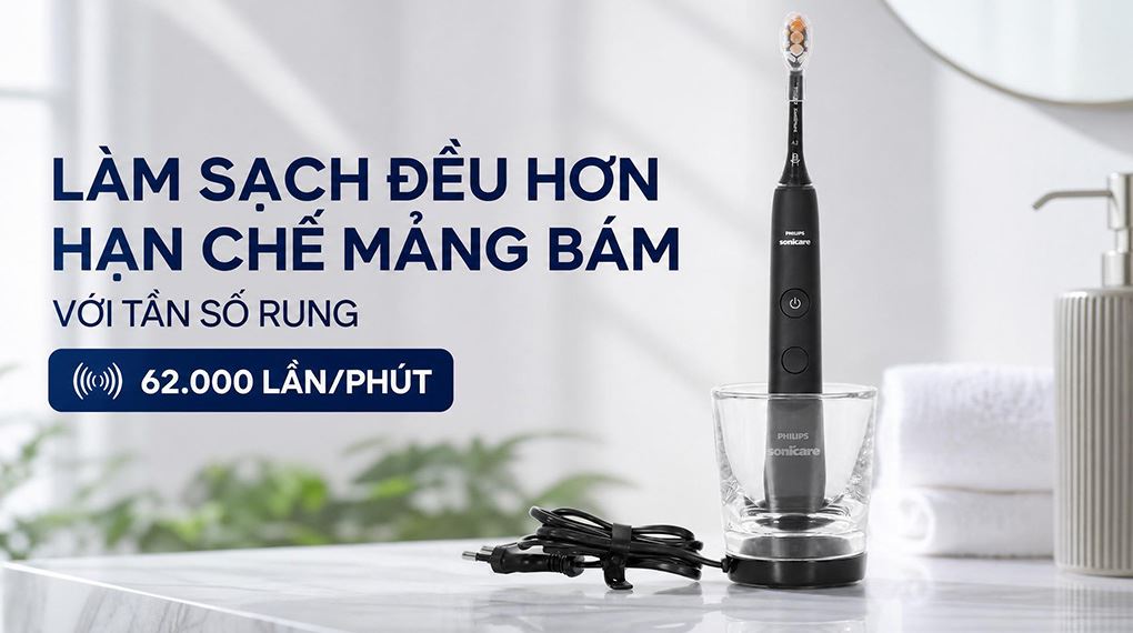 Bàn chải đánh răng điện Philips HX9914/75 Màu Đen