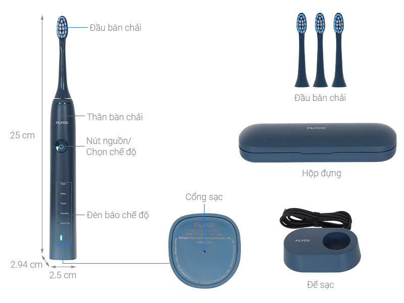 Bàn chải điện Flyco FT7105VN - Xanh