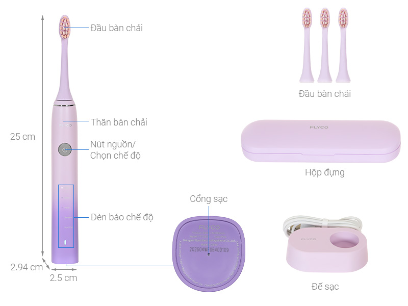 Bàn chải điện Flyco FT7105VN - Hồng
