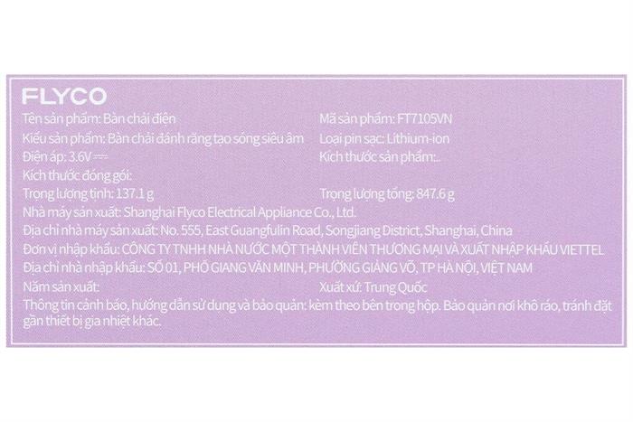 Bàn chải điện Flyco FT7105VN - Hồng Màu Hồng