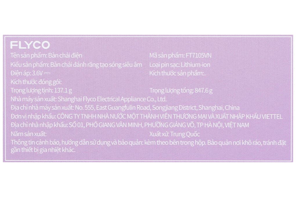 Bàn chải điện Flyco FT7105VN - Hồng Màu Hồng