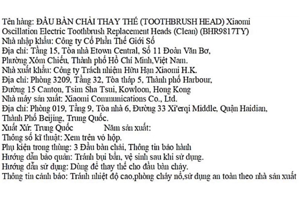 Bộ 3 đầu bàn chải điện Xiaomi Clean BHR9817TY Màu Trắng