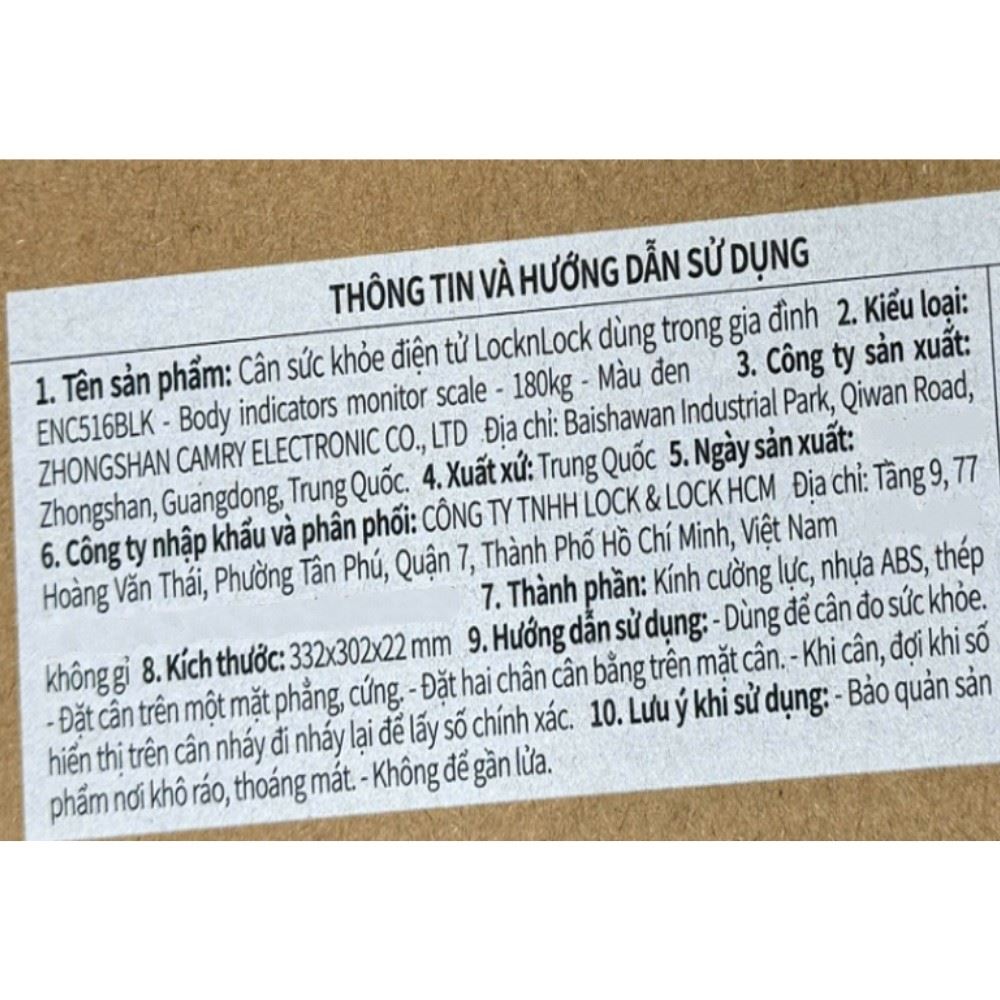 Cân sức khoẻ Lock&Lock ENC516BLK Màu Đen