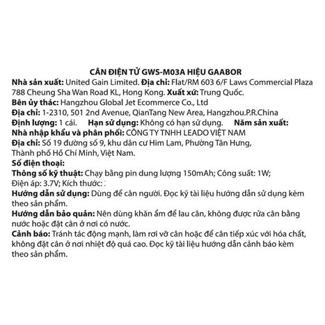 Cân sức khoẻ Gaabor GWS-M03A Màu Trắng