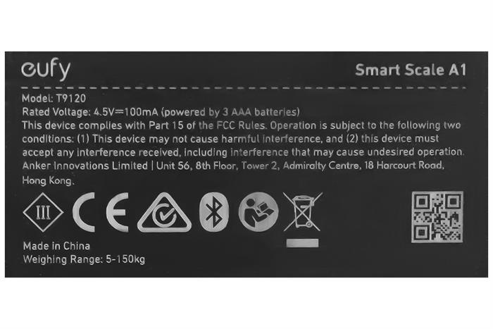 Cân sức khỏe Eufy A1 T9120 Màu Đen