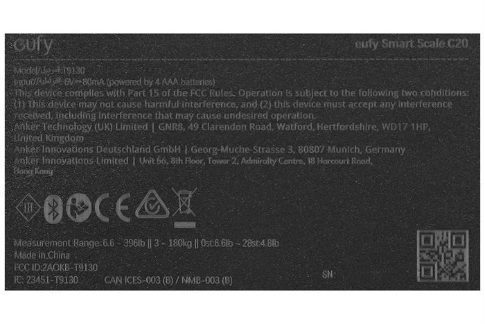 Cân sức khỏe Eufy C20 T9130 Màu Xám
