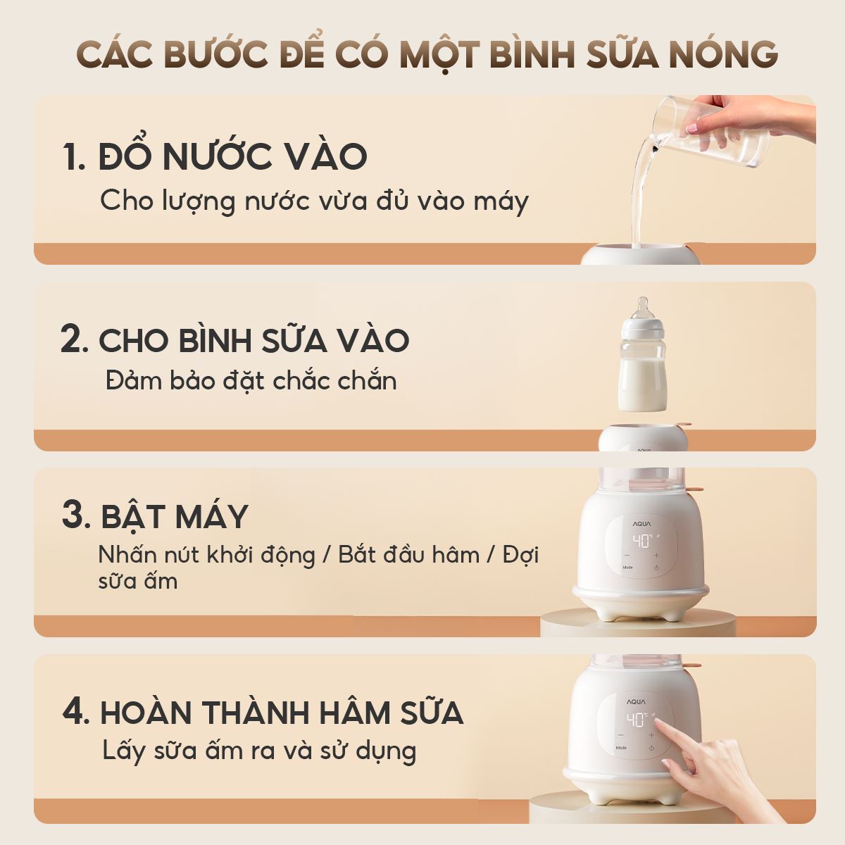 Máy hâm sữa AQUA AQS-WS21T Màu Trắng