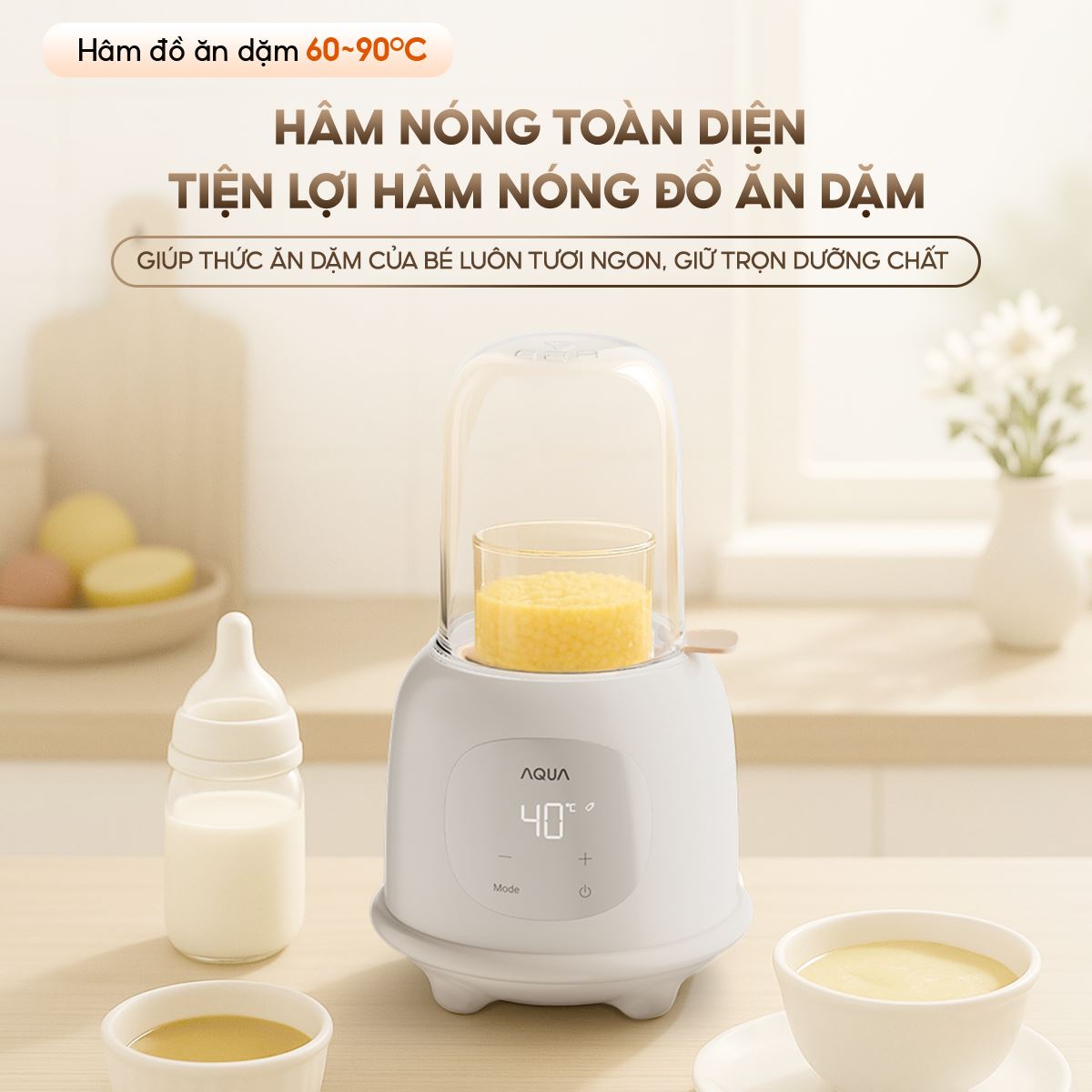 Máy hâm sữa AQUA AQS-WS21T Màu Trắng