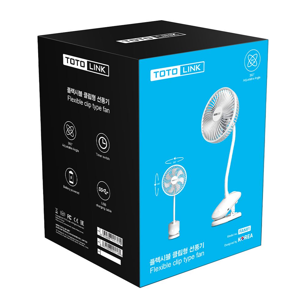 Quạt sạc kẹp mini Totolink FAN01 Màu Trắng