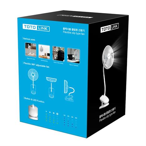 Quạt sạc kẹp mini Totolink FAN01 Màu Trắng