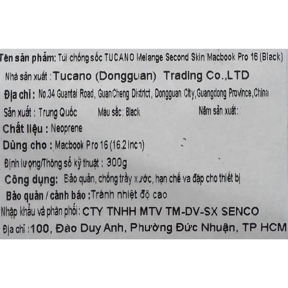 Túi chống sốc Macbook Pro 16 inch TUCANO Melange Second Skin - Đen - 6
