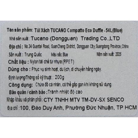 Túi xách Laptop 16 inch TUCANO Compatto Eco Duffle - Xanh dương Màu Xanh Dương