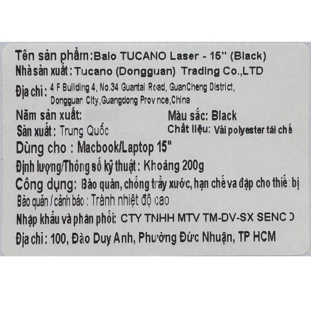Balo Laptop 15 inch TUCANO Laser BKLAS15-BK - Đen - 9