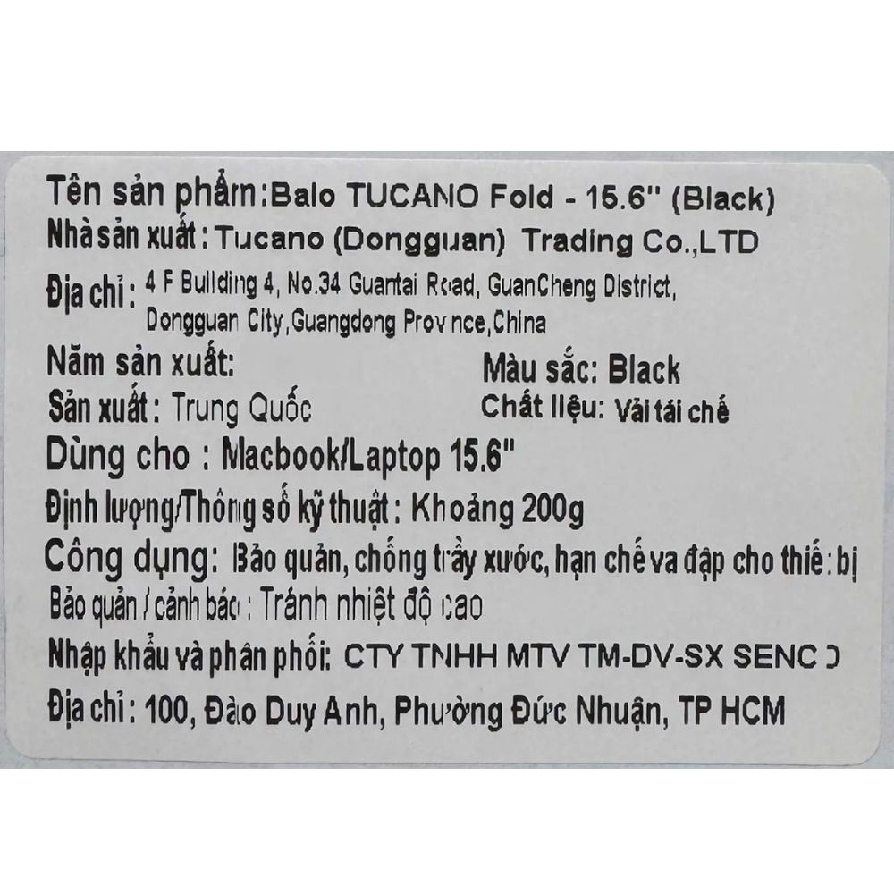 Balo Laptop 15.6 inch TUCANO Fold BKFOLD15-BK - Đen - 9
