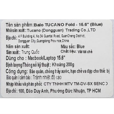 Balo Laptop 15.6 inch TUCANO Fold BKFOLD15-B - Xanh dương Màu Xanh Dương