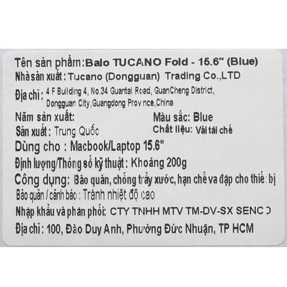 Balo Laptop 15.6 inch TUCANO Fold BKFOLD15-B - Xanh dương - 6