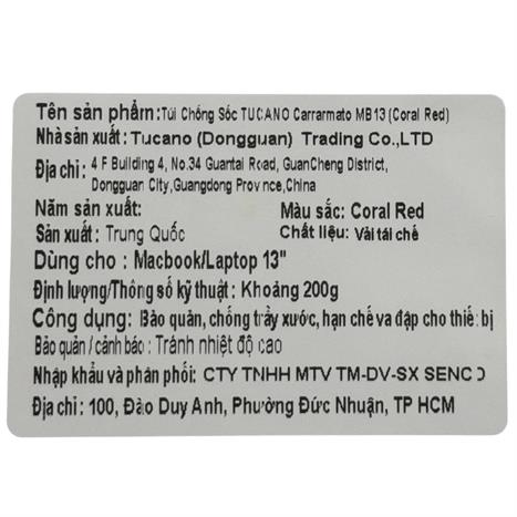 Túi chống sốc Laptop 13 inch TUCANO Carrarmato BFCAR1112-CR - Đỏ Màu Đỏ