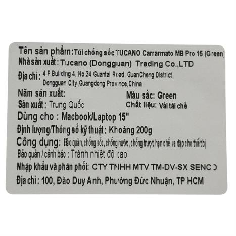 Túi chống sốc Laptop 13 inch TUCANO Carrarmato BFCAR1314-V - Xanh Lá Màu Xanh lá