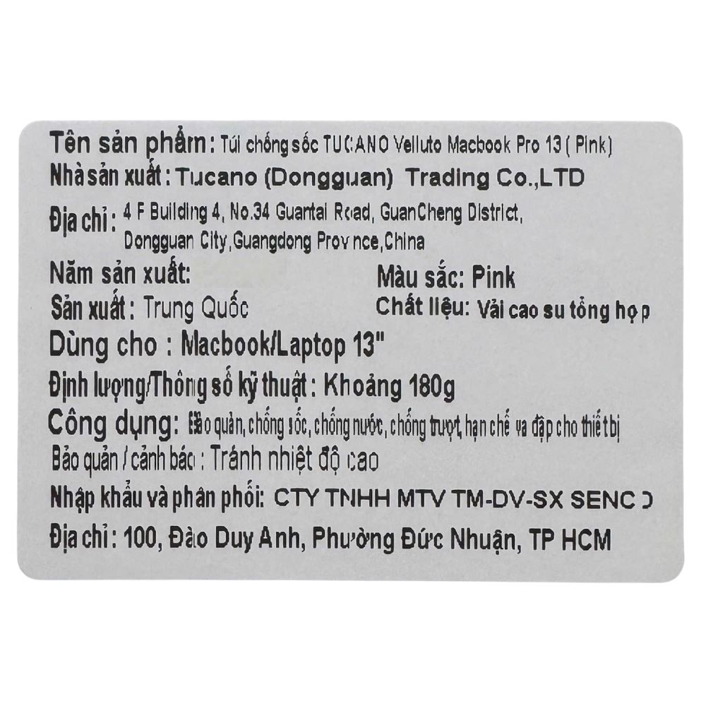 Túi chống sốc Laptop 13 inch TUCANO Velluto Macbook BFVELMB13-PK - Hồng - 6