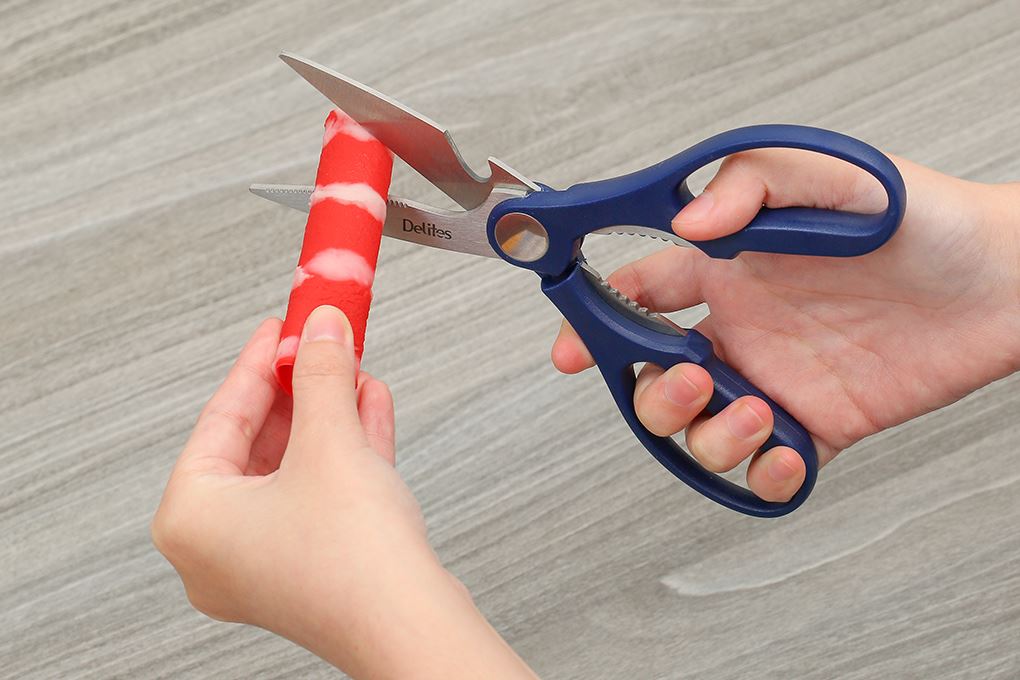 Kéo nhà bếp đa năng thép không gỉ 2Cr13 Delites 9230-2125D Màu Xanh dương đậm