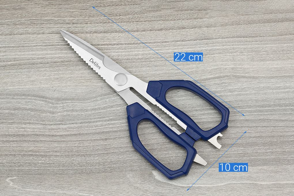 Kéo nhà bếp đa năng thép không gỉ 2Cr13 Delites IN-J102A Màu Xanh dương đậm