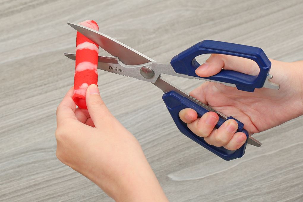 Kéo nhà bếp đa năng thép không gỉ 2Cr13 Delites IN-J102A Màu Xanh dương đậm