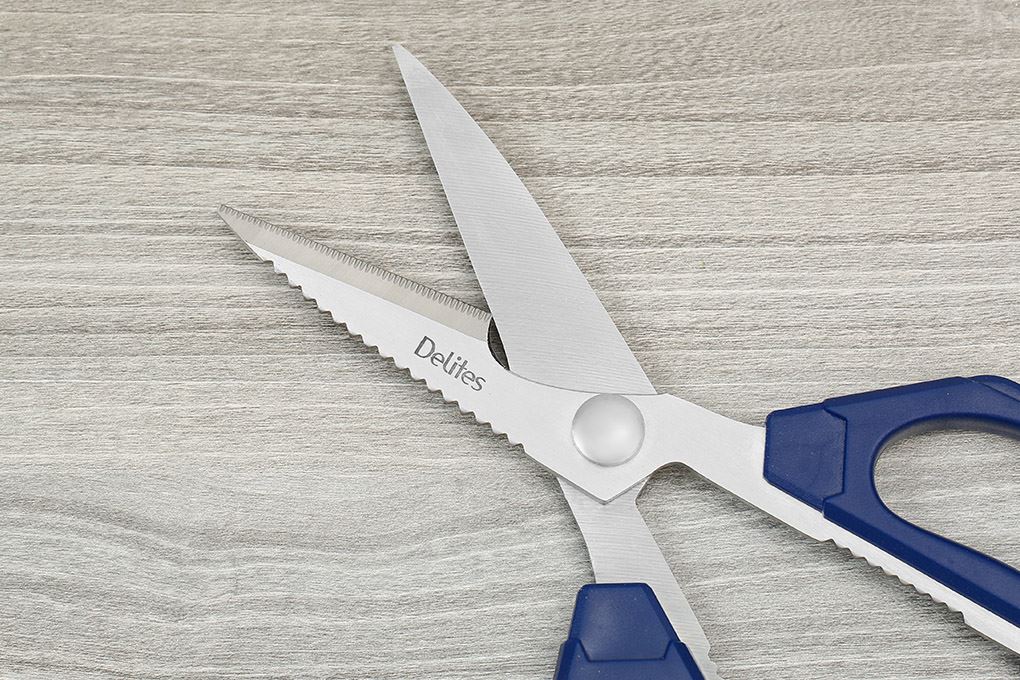 Kéo nhà bếp đa năng thép không gỉ 2Cr13 Delites IN-J102A Màu Xanh dương đậm