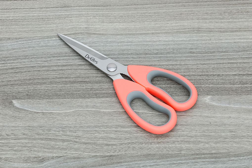 Kéo nhà bếp thép không gỉ 2Cr13 Delites SKI156 Màu Trắng ngà/Hồng nhạt/Xám