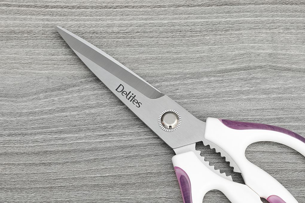 Kéo nhà bếp thép không gỉ 2Cr13 Delites SKI153 Màu Trắng - Tím