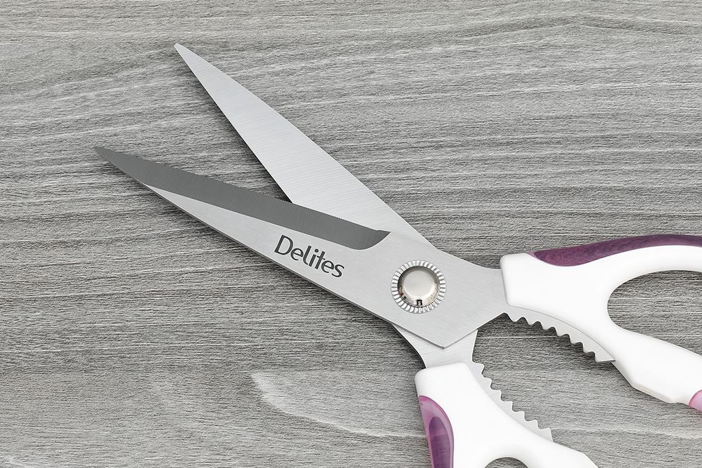 Kéo nhà bếp thép không gỉ 2Cr13 Delites SKI153 Màu Trắng - Tím