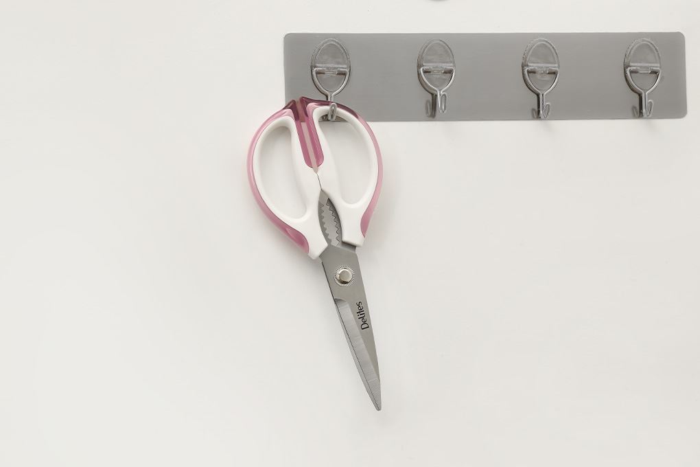 Kéo nhà bếp thép không gỉ 2Cr13 Delites SKI153 Màu Trắng - Tím