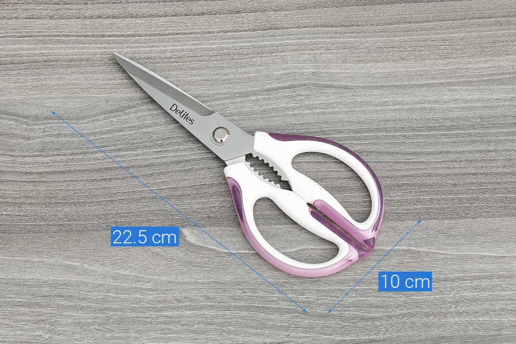 Kéo nhà bếp thép không gỉ 2Cr13 Delites SKI153 Màu Trắng - Tím