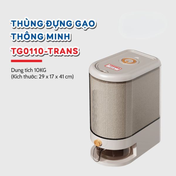 Thùng gạo 10 kg Tanaka TG0110-TRANS trong suốt Màu Trắng