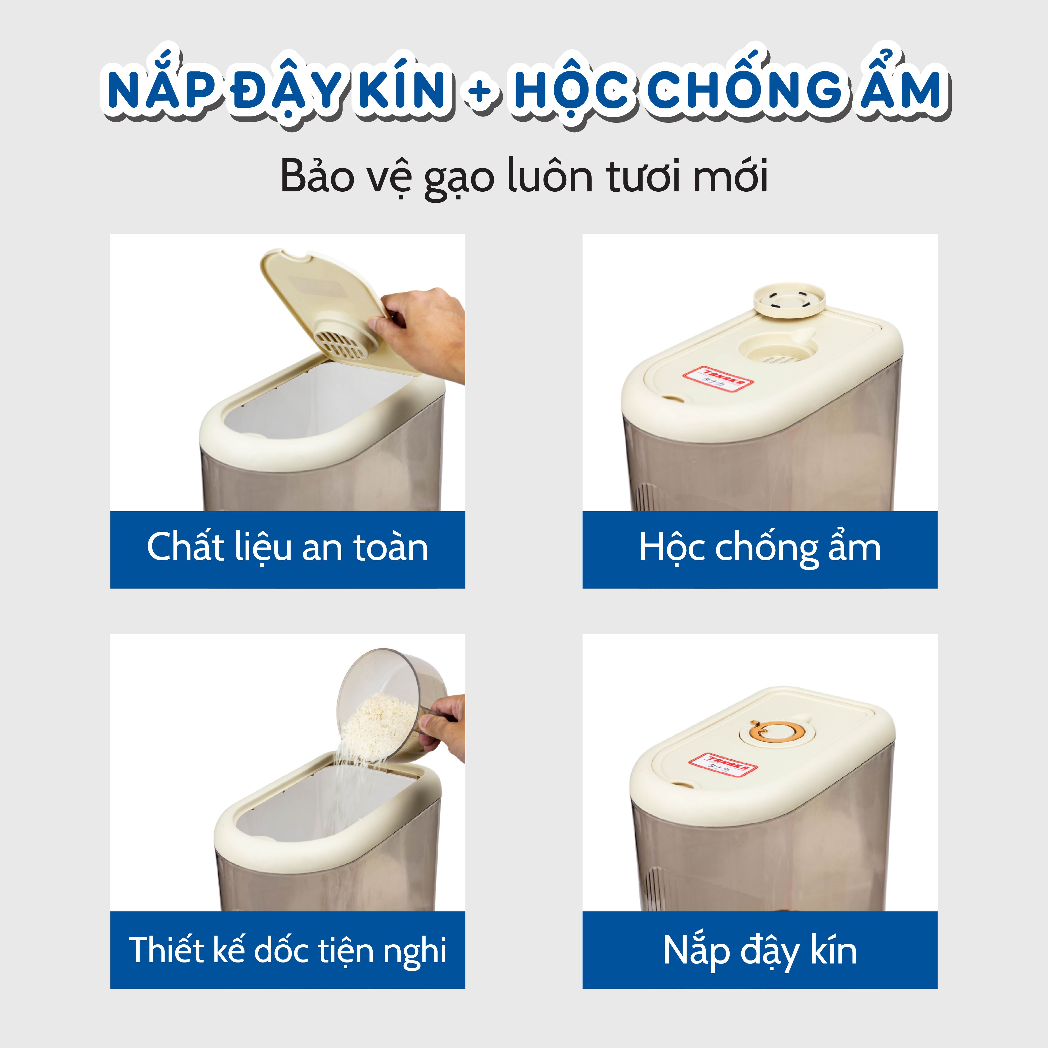 Thùng gạo 10 kg Tanaka TG0110-TRANS trong suốt Màu Trắng