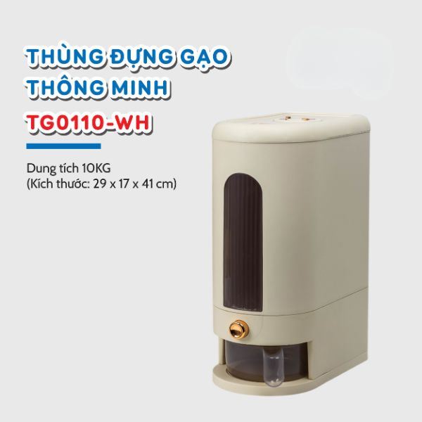 Thùng gạo 10 kg Tanaka TG0110-WH trắng Màu Trắng - Kem